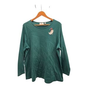 Quacker Factory Green Long Sleeve Tee